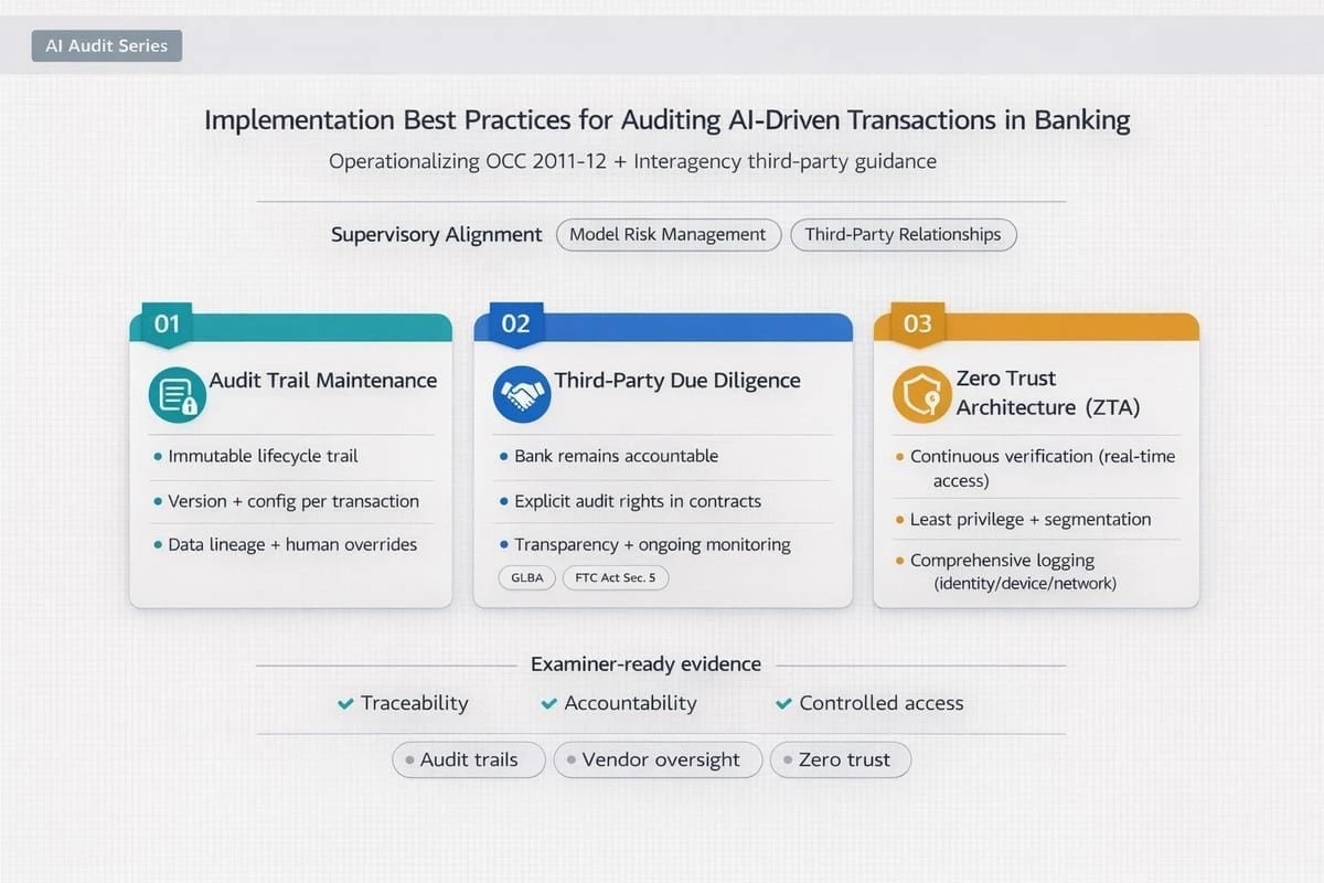 Implementation Best Practices for Auditing AI Driven Transactions